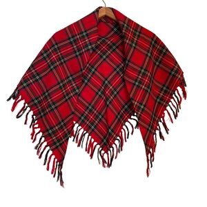 100% Wool Tartan Shawl – Red Plaid – Made in Scotland